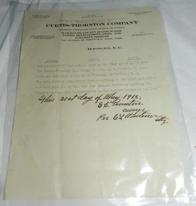 Vintage 1915 Letter on Curtis-Thornton Company Letterhead - Imagen 1 de 5