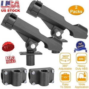 2Pcs Kayak Boat Fishing Pole Rod Holder Tackle Kit Adjustable Side Rail Mount - Picture 1 of 11