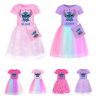 Princess Girls Pop Heart Stitch Rainbow Dress Mesh Party Princess Tutu Skirts UK