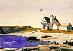100 % handgefertigtes Ölgemälde Reproduktion, Küstenwache Stat von Edward Hopper EH042 - Bild 1 von 1