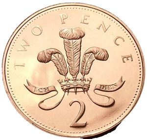 Gem Cameo Proof Great Britain 1990 2 Pence~Welsh Plumes~100,000 Minted~Free Ship - Picture 1 of 2