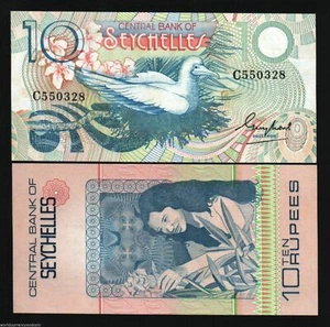 SEYCHELLES 10 RUPEES P-28 1983 RED FOOTED BOBBY BIRD UNC AFRICA ANIMAL BANK NOTE - Picture 1 of 2