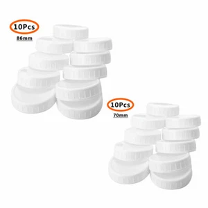 10pcs Plastic Unlined Ribbed Lids Storage Caps for Wide Mouth/Regular Mason Jar - Picture 1 of 88