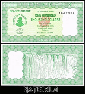ZIMBABWE 100000 100,000 DOLLARS 2006 Pick-32 XF Serial AH6257045 - Picture 1 of 1