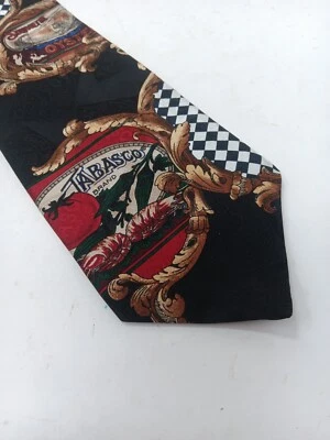 Corbata Tabasco Vintage 100% Seda Importada Hecha en EE. UU. Estampado Ostras Colorido Foto 1 de 4