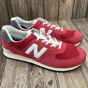 New Balance 574 Premium Retro Red U574HR2 Casual Sneakers Suede Mens Size 18 D - Picture 1 of 17