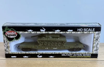 Model Power 99160 HO Scale US ARMY 50' Flat Car with WM 47 New in Box - Image 1 of 4