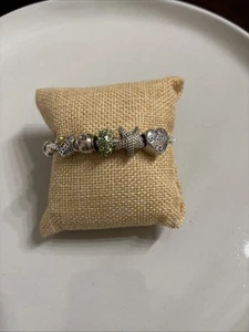 Pandora Bracelet Heart W/ Gold-Love-Starfish-Believe- Green Bling 7.5 Inch - Picture 1 of 5