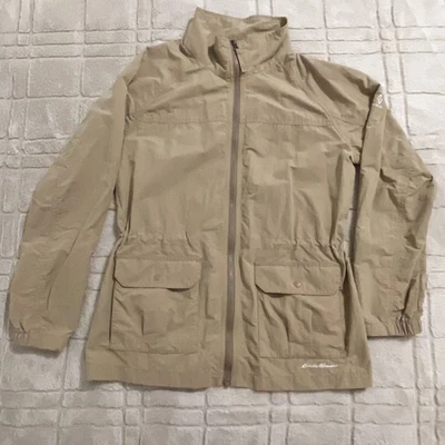 Eddie Bauer Travex Jacket Women Large Beige Jacket Coat Nylon Outdoor Hiking - Image 1 of 4