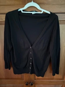 J.Crew schwarze Langarm-Cardigan mit V-Ausschnitt groß 100 % Baumwolle Strassknöpfe - Bild 1 von 6