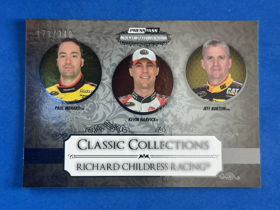 2013 Press Pass Showcase #58 Harvick/Burton/Menard Richard Childress #/349 - Image 1 of 2