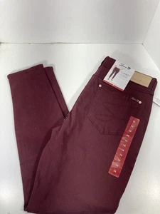 Seven7 Tummy Less Skinny Jeans Women 14 32X31 Maroon Denim High Rise Stretch NWT - Picture 1 of 13
