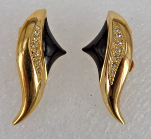 Neugablonz: Paar Ohrclips Emaille 1970er Jahre Swarovski Elements (116553) - Picture 1 of 3