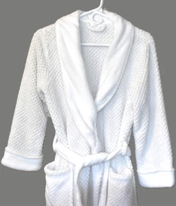 ULTA DAMEN PLÜSCH BADEMANTEL (SM/MED) WEISS unterhalb des Knies LANG WARM & BEQUEM! - Bild 1 von 8