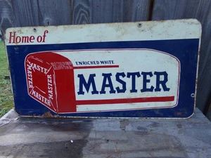 Letrero Publicitario Original Vintage Doble Cara Metal Pan Maestro 15"X30" - Imagen 1 de 2