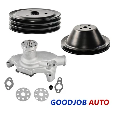 Bomba de agua corta con 1 polea ranurada + cigüeñal 3G para SBC Chevy 283 305 350 SWP Foto 1 de 4