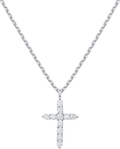 14K Gold Plated Cubic Zirconia Cross Faith Necklace Jewelry Gifts for Women Her - Picture 1 of 4