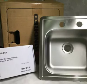 Kindred Stainless Steel Single Bowl Bar Sink 15”x15”x6” - Picture 1 of 1