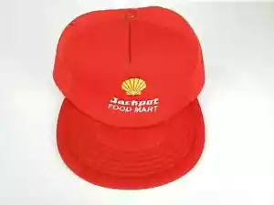 Vintage Shell Jackpot Food Mart Hat Adjustable Snapback Red Cap Made in USA - Picture 1 of 8