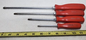 SNAP ON TOOLS 4PC RED HANDLED POZIDRIV PHILLIPS SCREWDRIVER SET USA - Picture 1 of 6