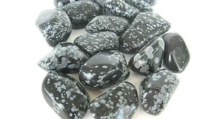 Three Snowflake Obsidian Tumbled Stones 30-50mm Reiki Healing Crystal Past Life - Bild 1 von 2