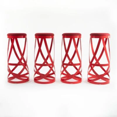 2013 Nendo Ribbon Bar Stool in Red Lacquered Steel for Cappellini 8x Available - Image 1 of 4
