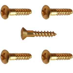#8 x 1" Solid Brass Oval Head Wood Screws Phillips Drive Quantity 500 - Picture 1 of 3