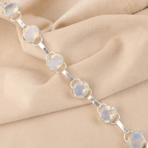Adjustable Bracelet Milky Opal Gemstone 925 Sterling Silver Handmade bracelet - Picture 1 of 5