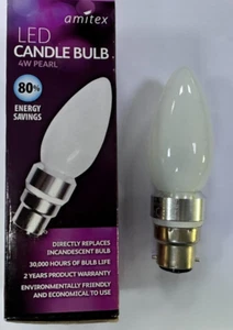 1x 4W LED Pearl Candle Light Bulb, Bayonet Cap BC B22 Warm White Lamp Instant On - Picture 1 of 3