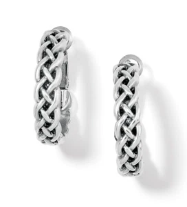 Brighton Silver Plated Interlok Braid Rope Knot Hoop Small Earrings Jewelry New - Picture 1 of 1