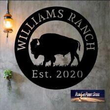 Customized American Bison Buffalo Yak Metal Name Sign Farmhouse Ranch Décor Gift