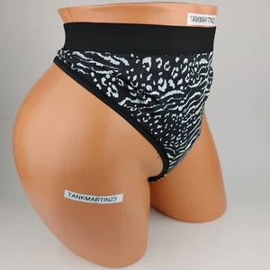 LANE BRYANT CACIQUE PLUS 22/24 COTTON THONG PANTY Black White Animal Print - Picture 1 of 6