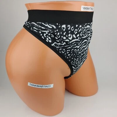 LANE BRYANT CACIQUE PLUS 22/24 COTTON THONG PANTY Black White Animal Print - Image 1 of 4