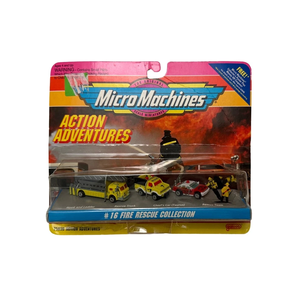 Vintage 1993 Micro Machines Fire Rescue Collection #16 Galoob New Sealed MOC - Image 1 of 4