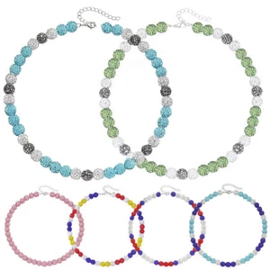 45 Cm Bunte Diamant-Kugel-Halskette Runde Perlenkette Perlen-Halsband ≌ - Bild 1 von 15