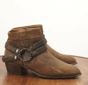 Sundance Womens Elida Burnished Brown Harness Ankle Booties Size 38 / 7.5-8 - Picture 1 of 11