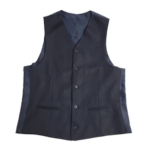 Vintage Navy Blue Smart Formal 2 Pocket Waistcoat Men's S 38" - Picture 1 of 4