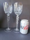 INTRICATELY CUT PAIR OF EXTRA TALL TOASTING / WEDDING GLASSES (Ref4366)