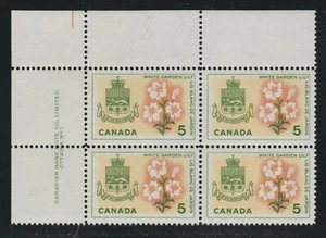 1964 Canada SC# 419 UL - Provincial Flowers Plate # 1 Plate Block M-NH Lot # 232 - Picture 1 of 1