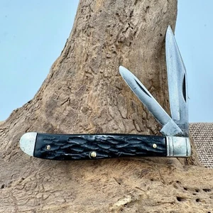 CAMILLUS New York USA 21 Pony Jack 2 Blade Pocket Knife Black Jigged Handles 224 - Picture 1 of 5