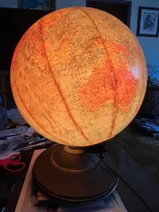 VINTAGE 1949/1953 REPLOGLE Illuminated 12" ANTIQUE GLOBE EARLY Light Lamp Issue! - Picture 1 of 12