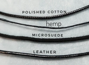 16-20" Cord choker necklace Plain or w/Charm leather, hemp, cotton or microsuede - Picture 1 of 23