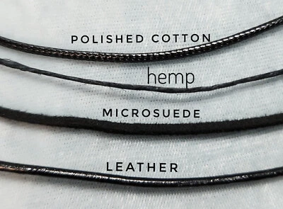 16-20" Cord choker necklace Plain or w/Charm leather, hemp, cotton or microsuede - Image 1 of 2
