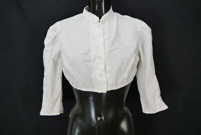 Gr.42 Dirndlbluse weiß Bluse für Dirndl Baumwolle mit Spitze B10627 - Bild 1 von 4