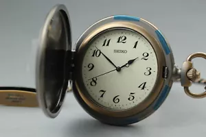 Vintage Near MINT Seiko Pocket Watch 7N21-0A10 Gold Quartz JDM From JAPAN - Picture 1 of 13
