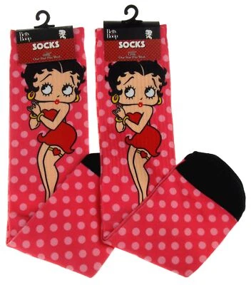 Spoontiques Betty Boop Rosa Crew Calcetines Lote 2 Pares Novedad Regalo Corazón Liguero Cinturón Foto 1 de 2