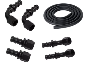 LokoCar ID'' 5/8''Rubber Hose 10AN Push Lock Fitting End 0° 45° 90° Degree Black - Foto 1 di 57