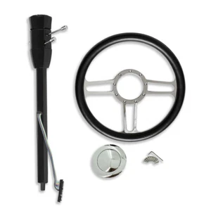 32" Manual Style Black Steering Column GM & 9 holes Steering Wheel & Horn Button - Picture 1 of 12