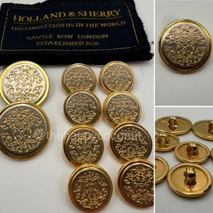 HOLLAND & SHERRY REPLACEMENT BUTTONS ORNATE SILVER GOLD TWO TONE ROCOCO SWIRLS - Picture 1 of 8