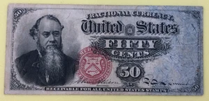 50 Cent Fractional Currency, Fourth Issue, FR1376, Green Back, 1863 - Picture 1 of 6